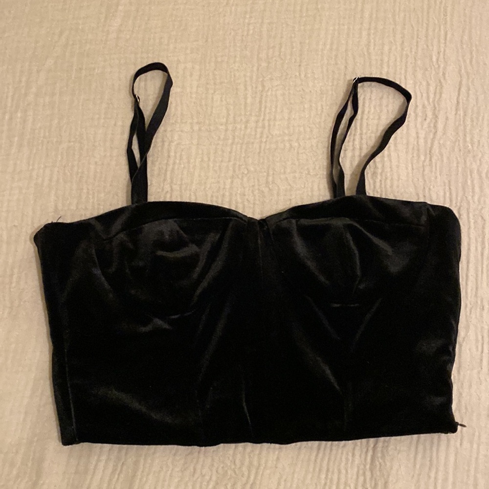Zara Elegant Black Velvet Women's Bustier Top. Style 9436/864/800